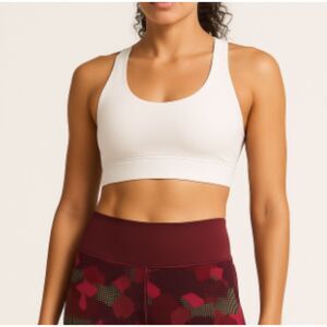 Athleta Warrior Longline Sports Bra XS White Padded Racerback Athletic Gym